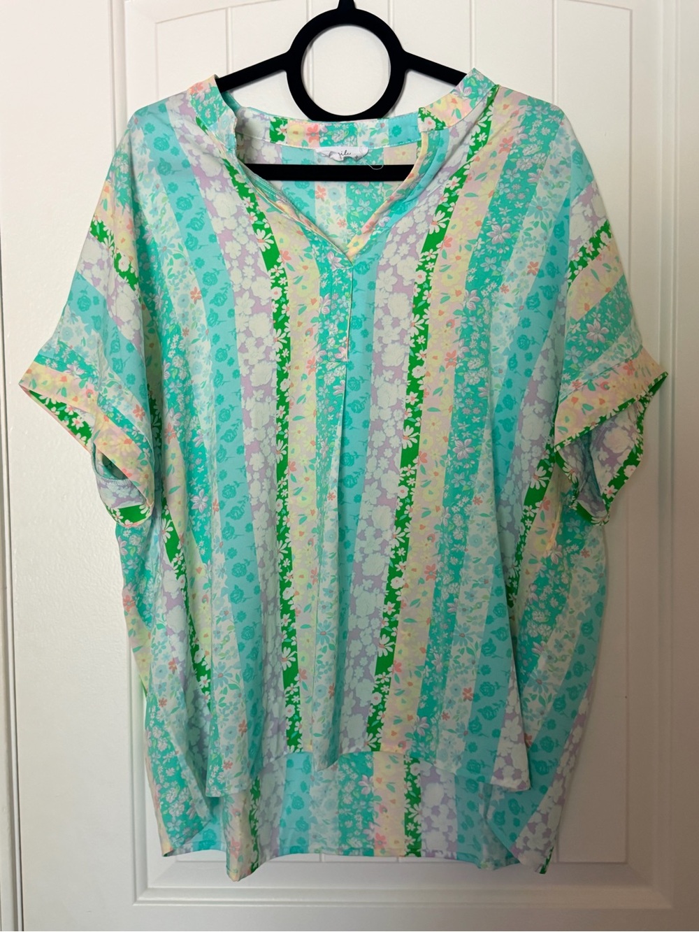 Mint Green Floral Stripe Women's Blouse